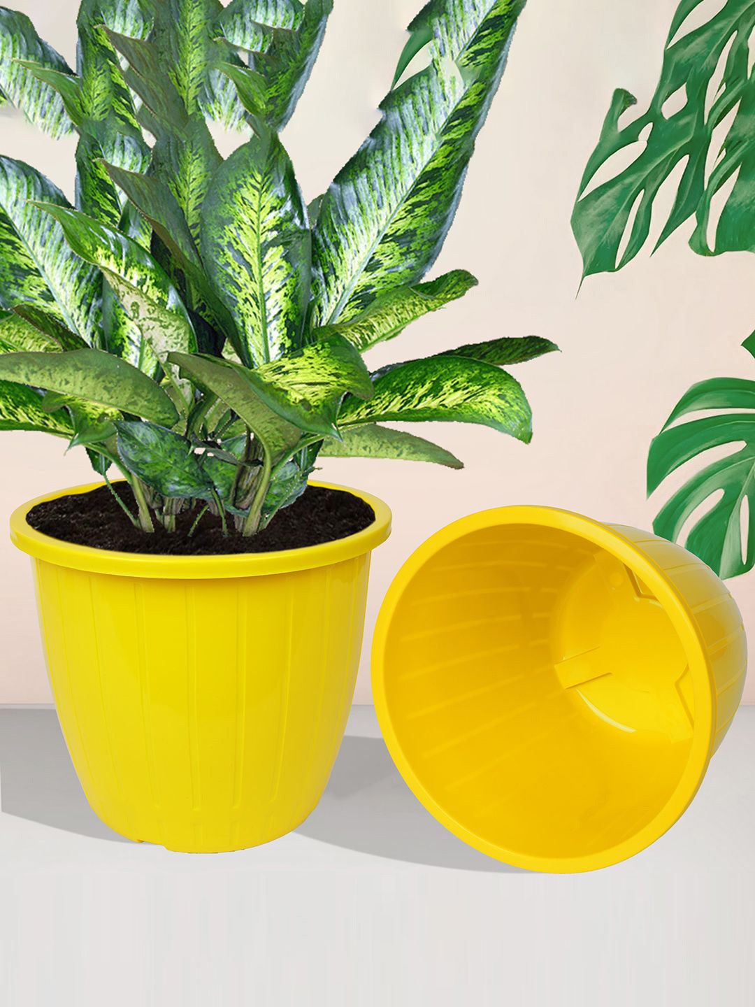 

Kuber Industries Yellow Pack of 2 Duro-Design Flower Planters