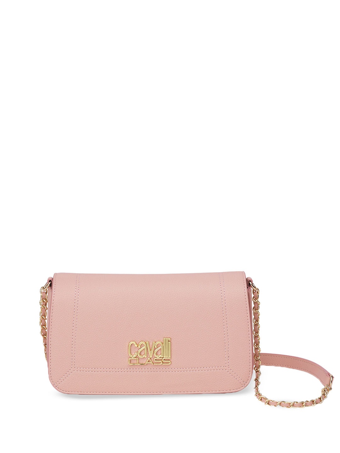 

Cavalli Class Swagger Handheld Bag with Applique, Pink