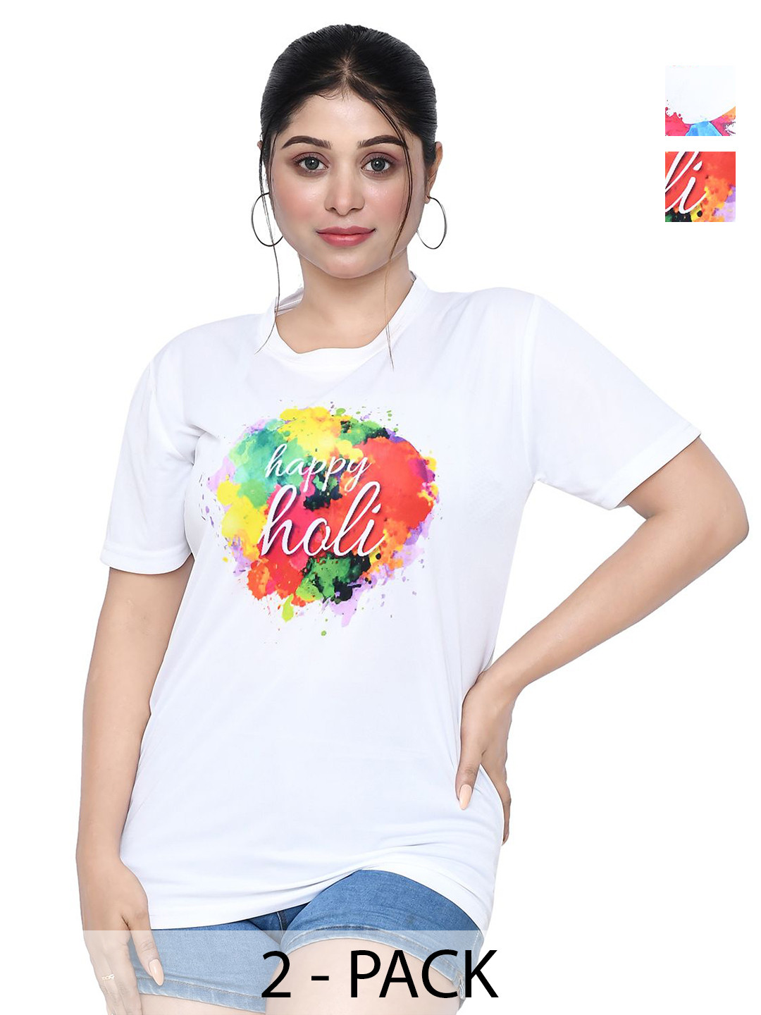 

RAPL Women 2 Printed Applique T-shirt, White