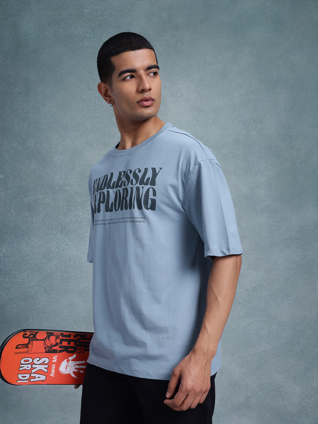 

The Roadster Life Co. Printed Relaxed Fit Pure Cotton T-shirt, Blue