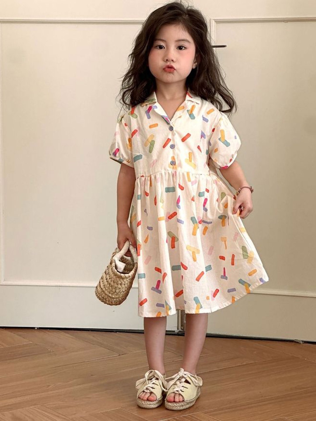 

LULU & SKY Floral Print A-Line Dress, Beige