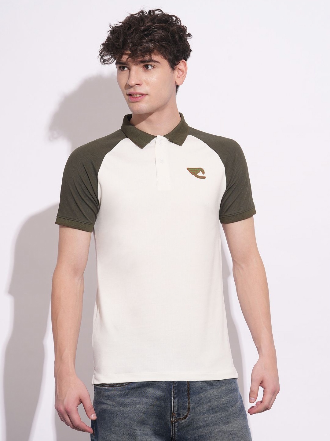 

Being Human Men Colourblocked Polo Collar Slim Fit T-shirt, Beige