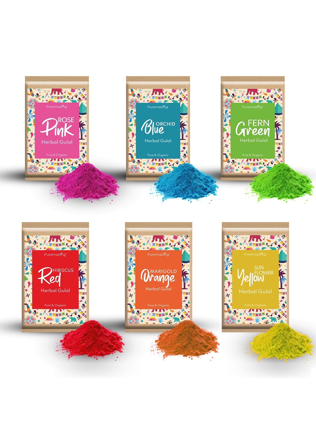 

Imvelo Green your hygiene 6 Pieces Herbal Gulal, Pink