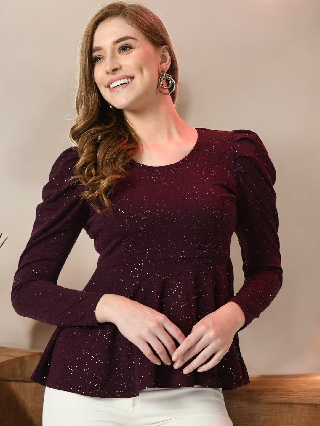 

Arbiter Collection Puff Sleeve Top, Purple