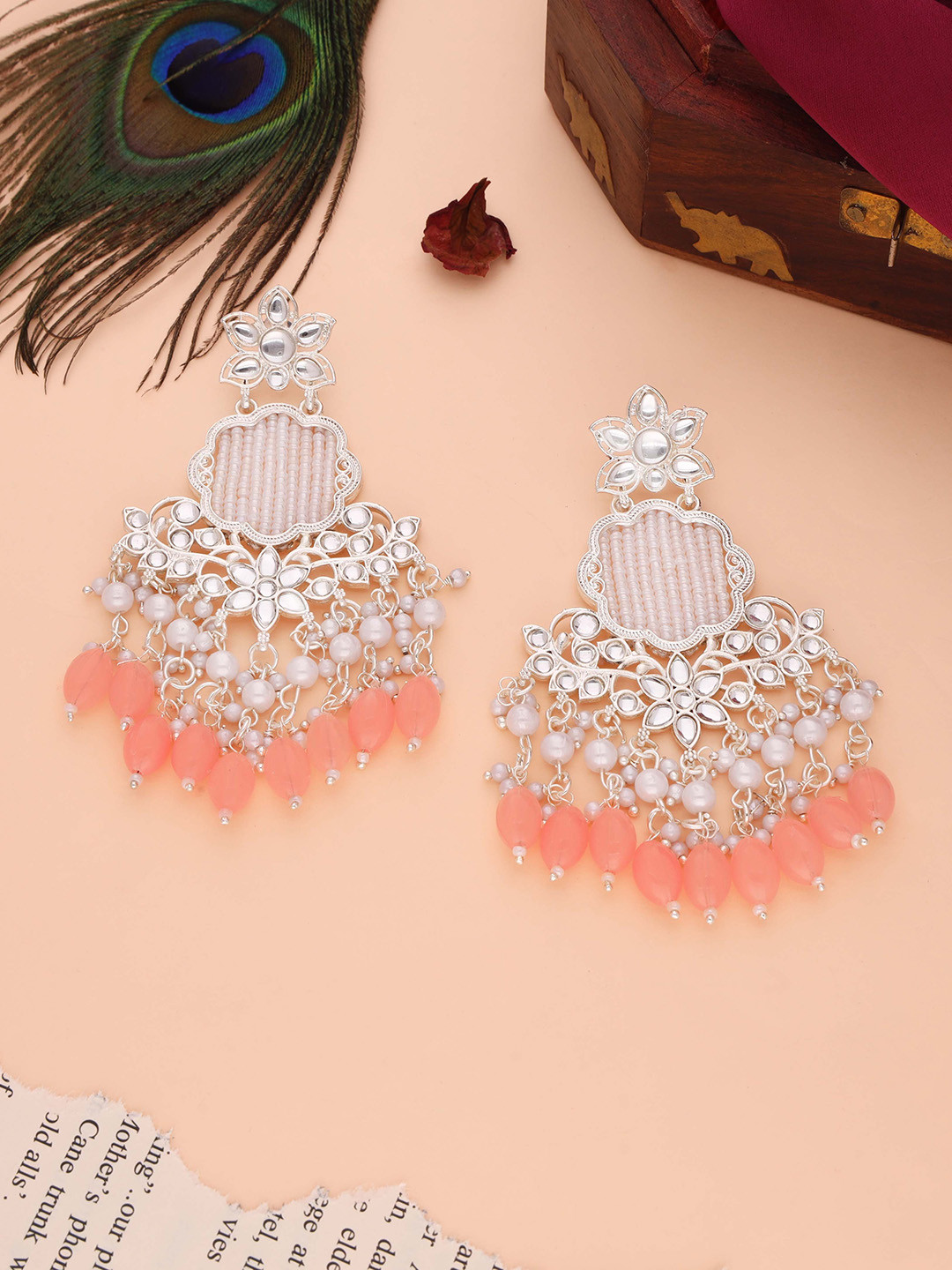 

Lyriss Silver-Plated Artificial Beads Contemporary Jhumkas
