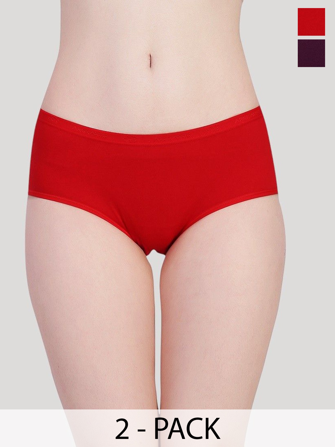 

PLUMBURY Pack Of 2 Mid Rise Period Briefs - PL-PANTY2006-RED/PURP-S
