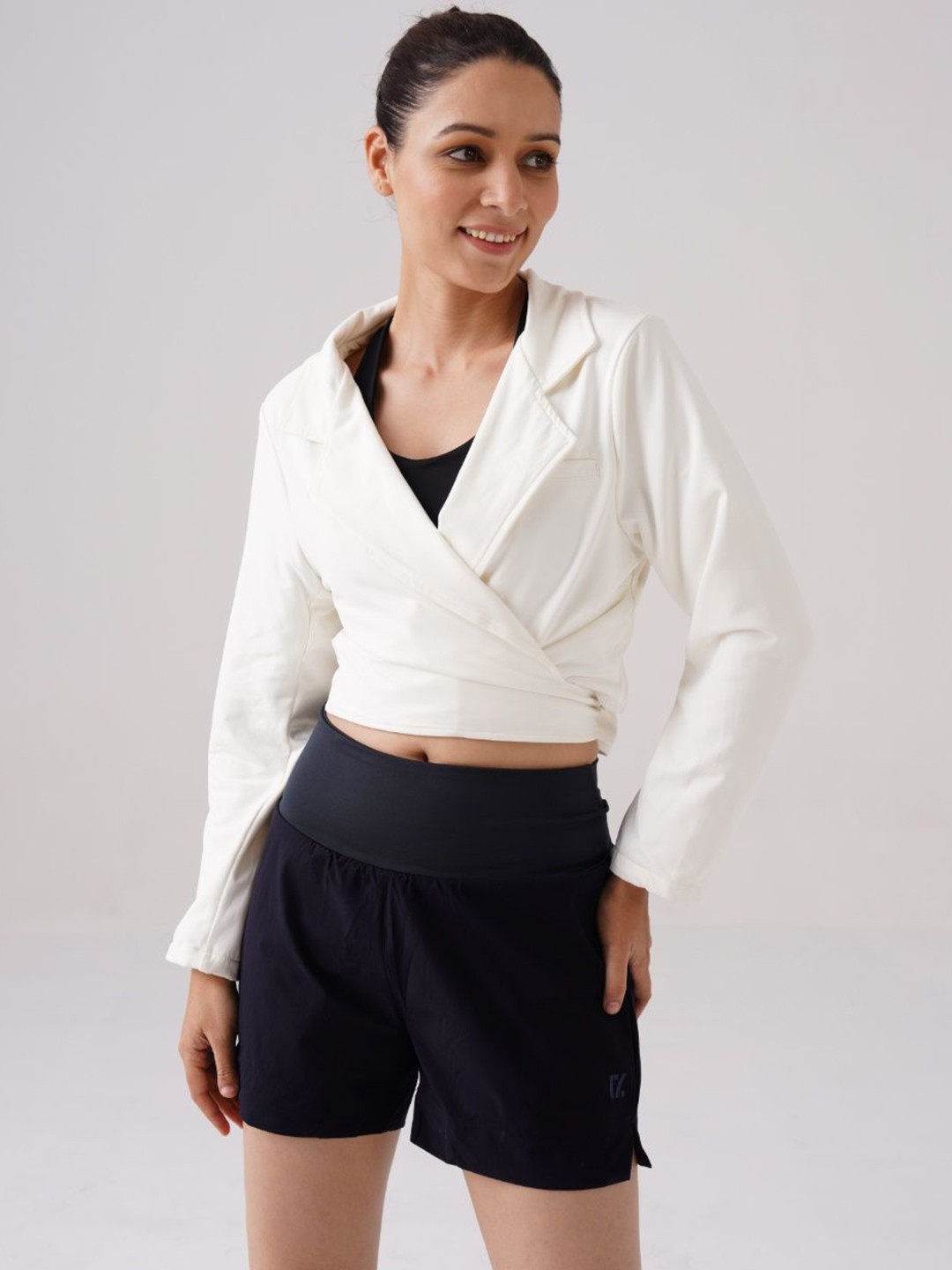 

RYZ Women Lightweight Training or Gym Tailored Jacket, White