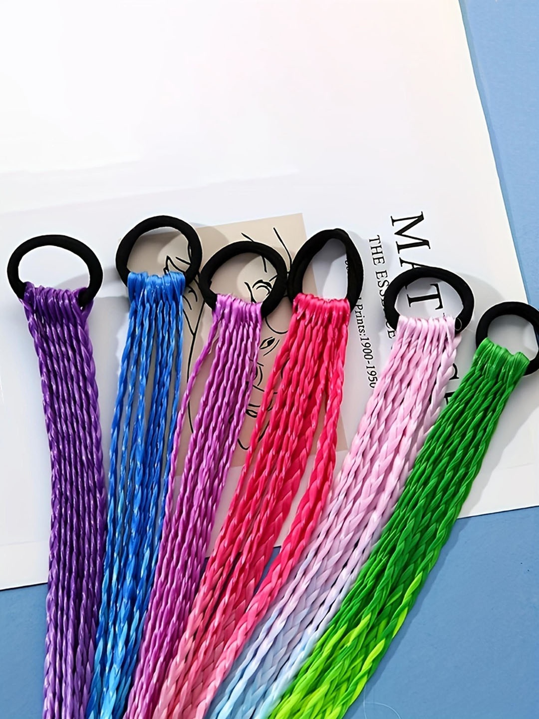 

LYTIX Set Of 6 Clip In Straight Colorful Braided Wig- Multicolor- 17.7 Inch, Assorted