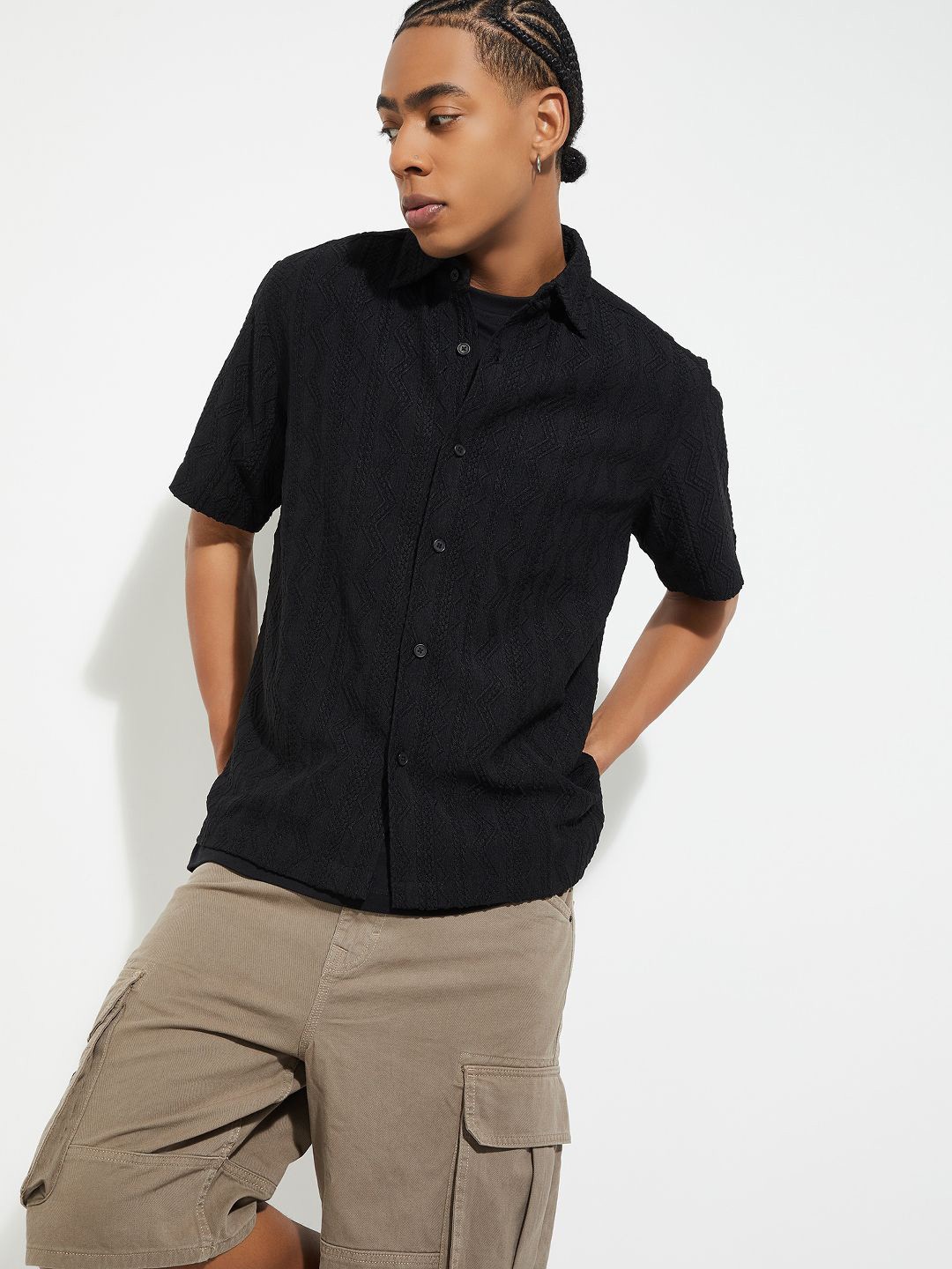 

max Men Opaque Casual Shirt, Grey
