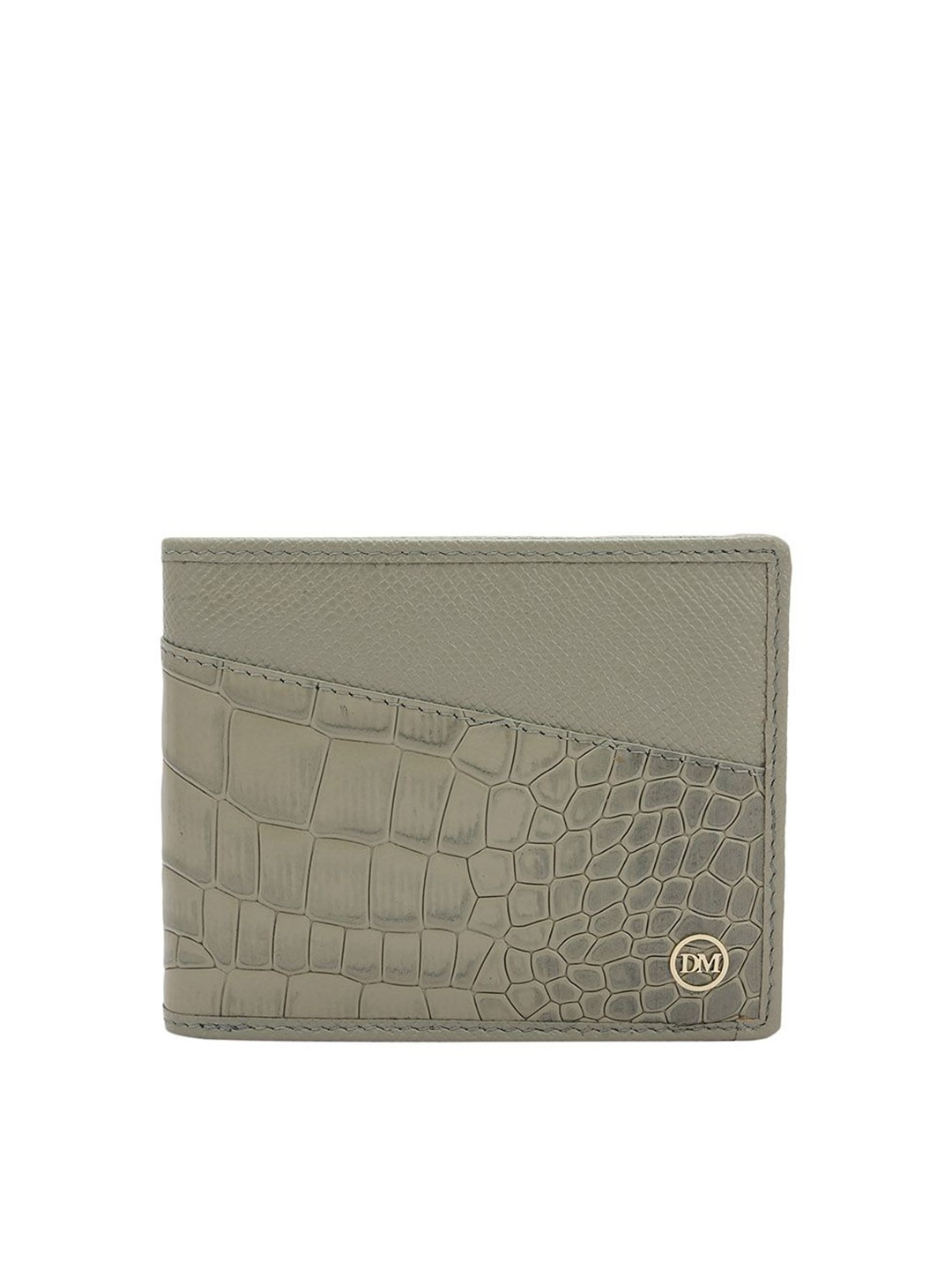 

Da Milano Men Textured Leather Two Fold Wallet, Grey