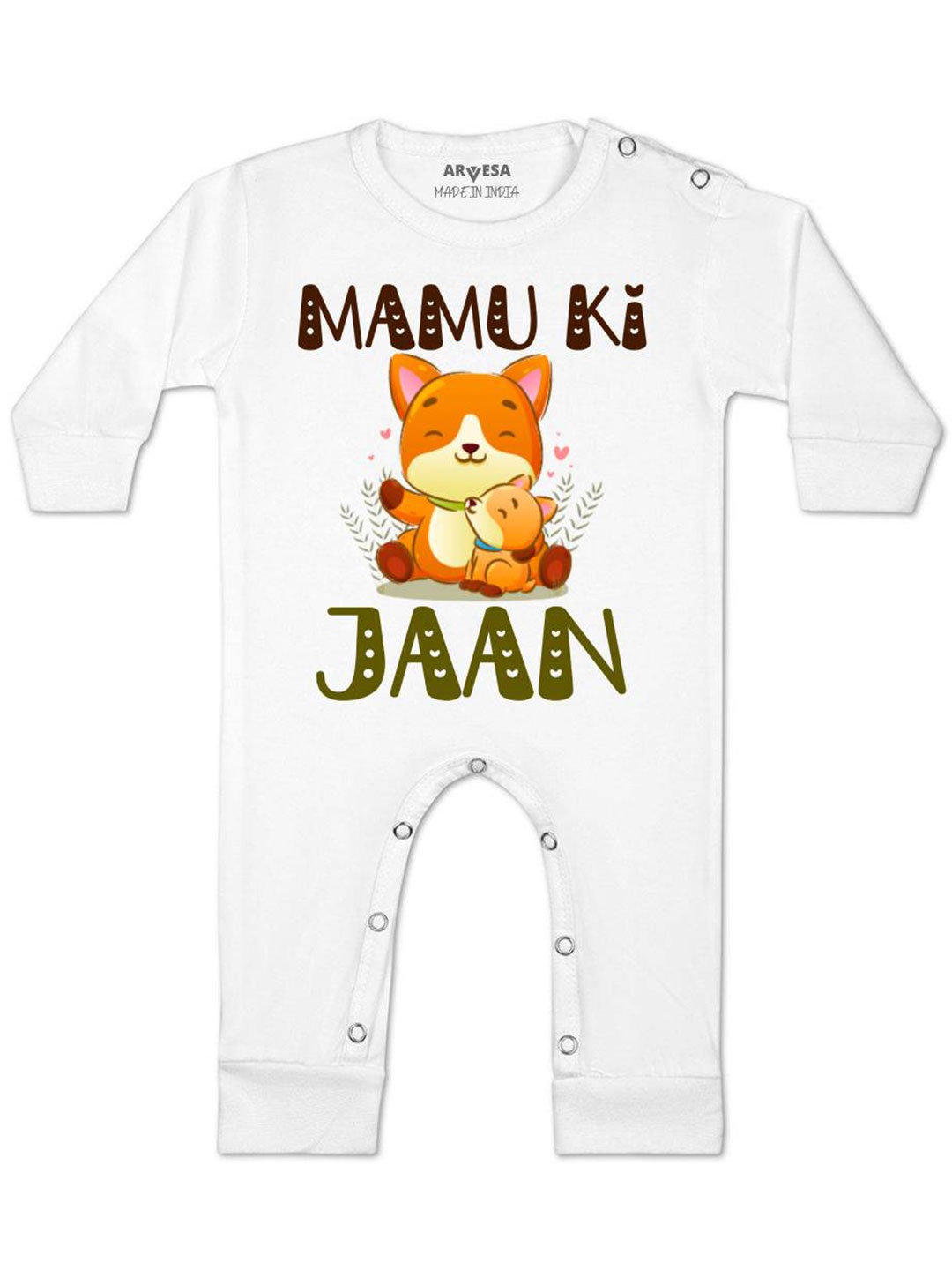 

Arvesa Kids Mamu Ki Jaan Printed Baby Romper, White