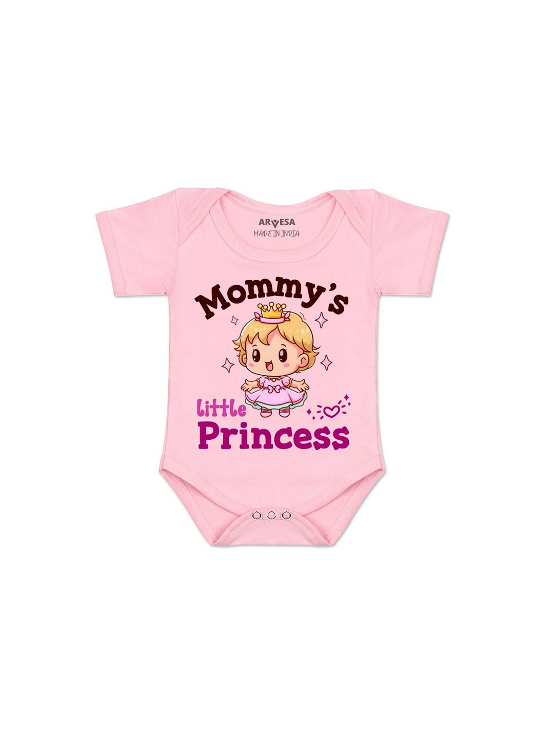 

Arvesa Unisex Mommy Little Prince Printed Romper, Pink