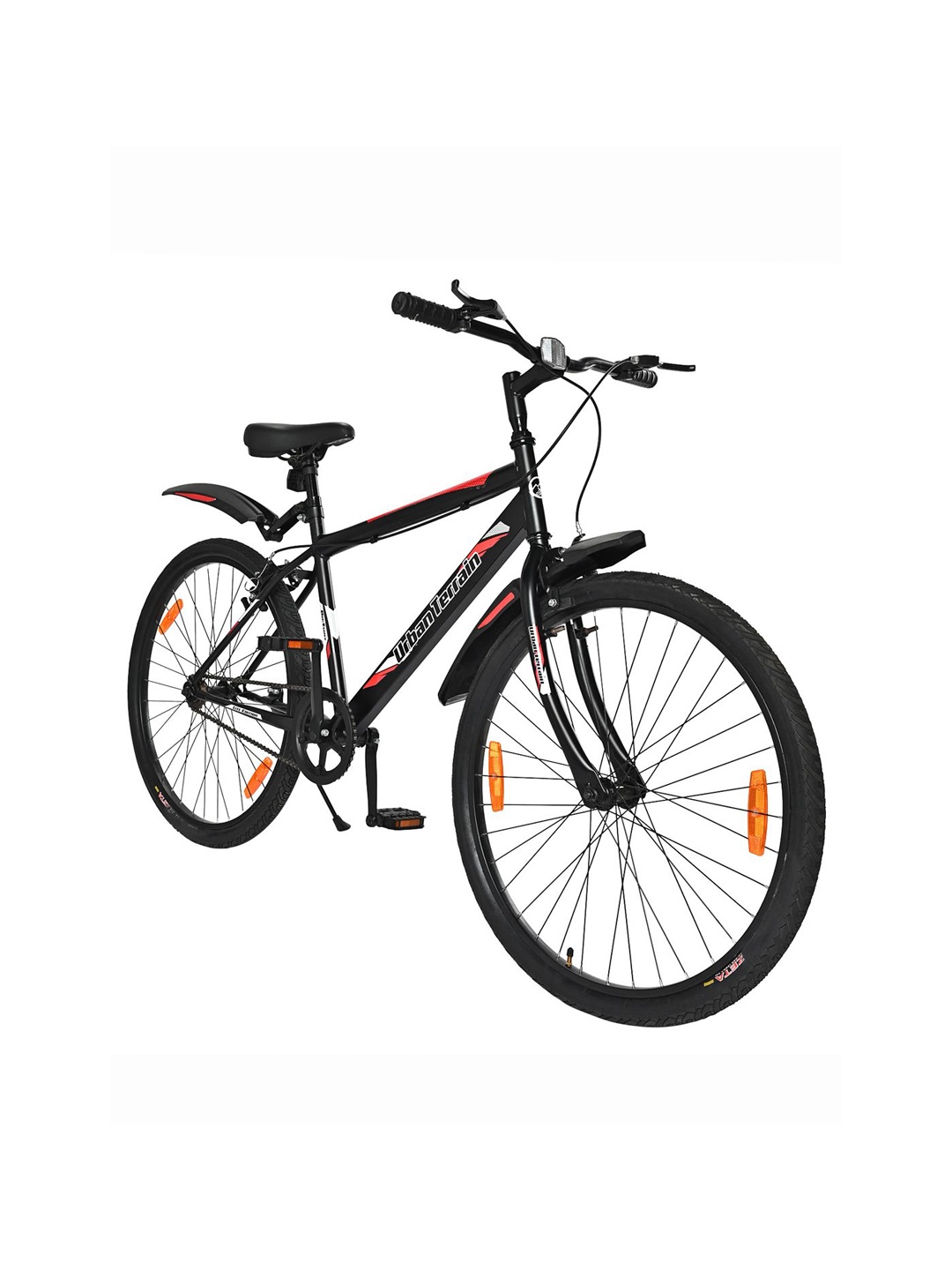 

URBAN TERRAIN Red Bigshot Steel Frame 26T Single Speed Mountain Bike, Black