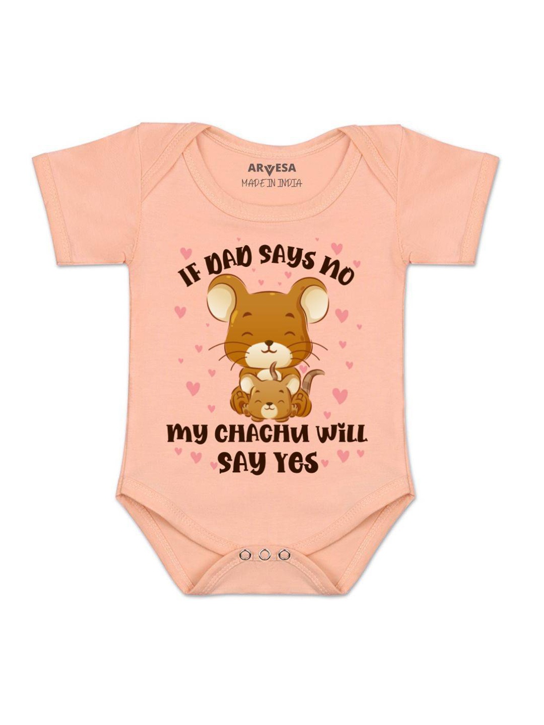

Arvesa If Dad Say No My Chachu Printed Romper, Peach