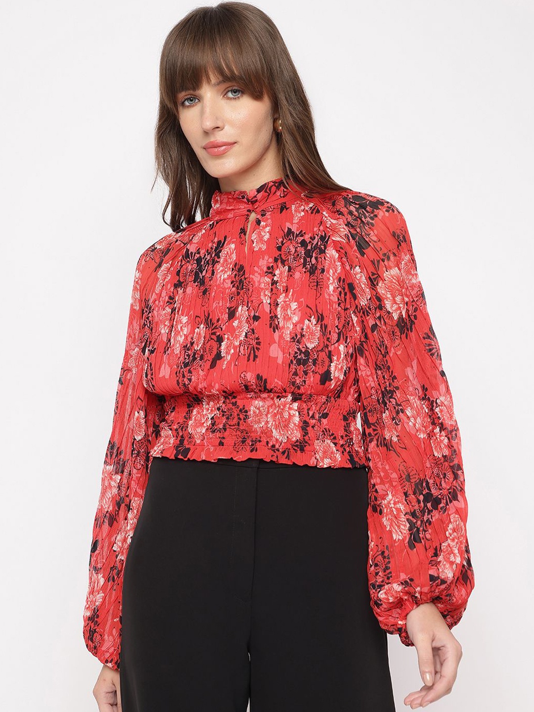 

GUESS Floral Print Top, Red