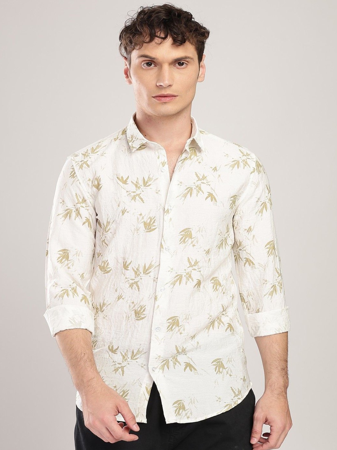 

THE BEETEL HOUSE Men Linen Like Printed Regular Slim Fit Casual Shirt, White