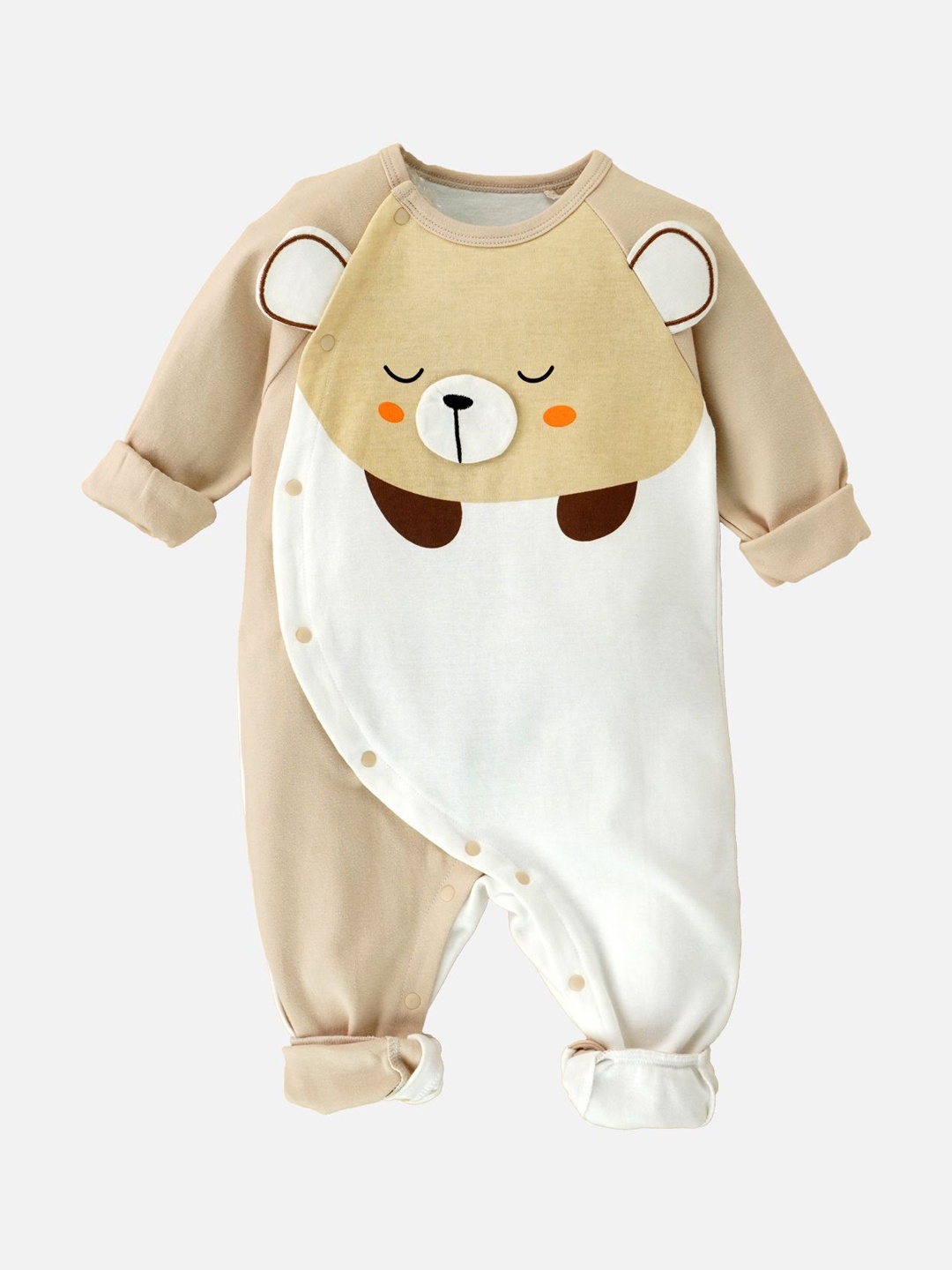 

Little Surprise Box LLP Infants 3D Eared Bear Jumpsuit Romper For Tiny Toddlers-6-12M, Cream