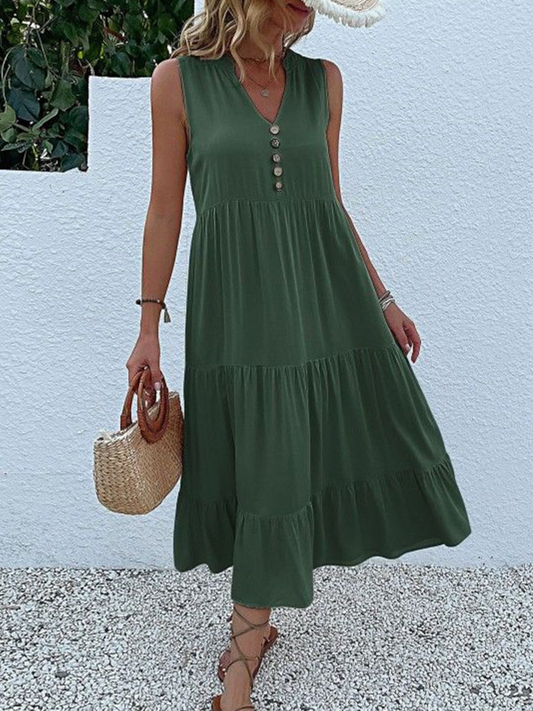 

HERE&NOW A-Line Midi Dress, Green