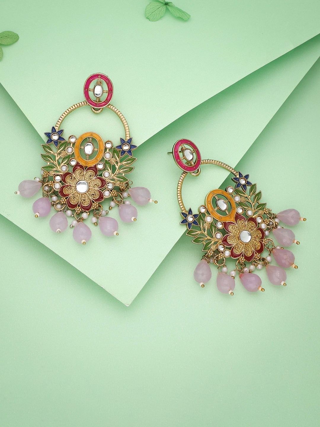 

Lyriss Gold-Plated Artificial Beads Contemporary Jhumkas
