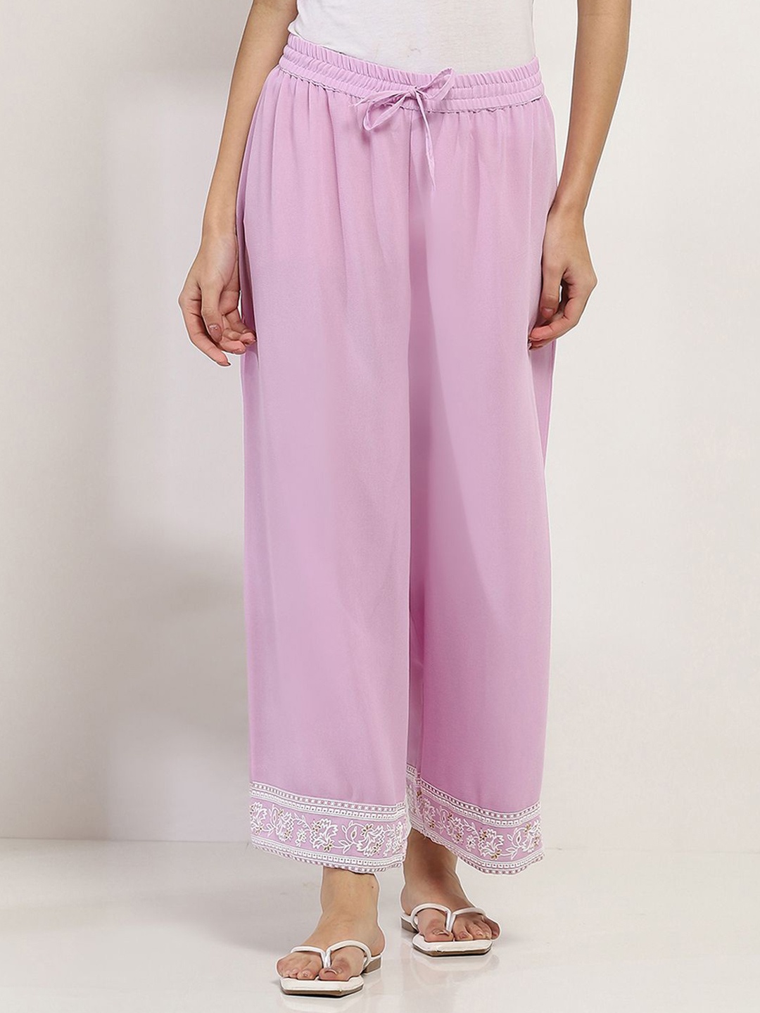 

Rangriti Women Printed Knitted Ethnic Palazzos, Purple