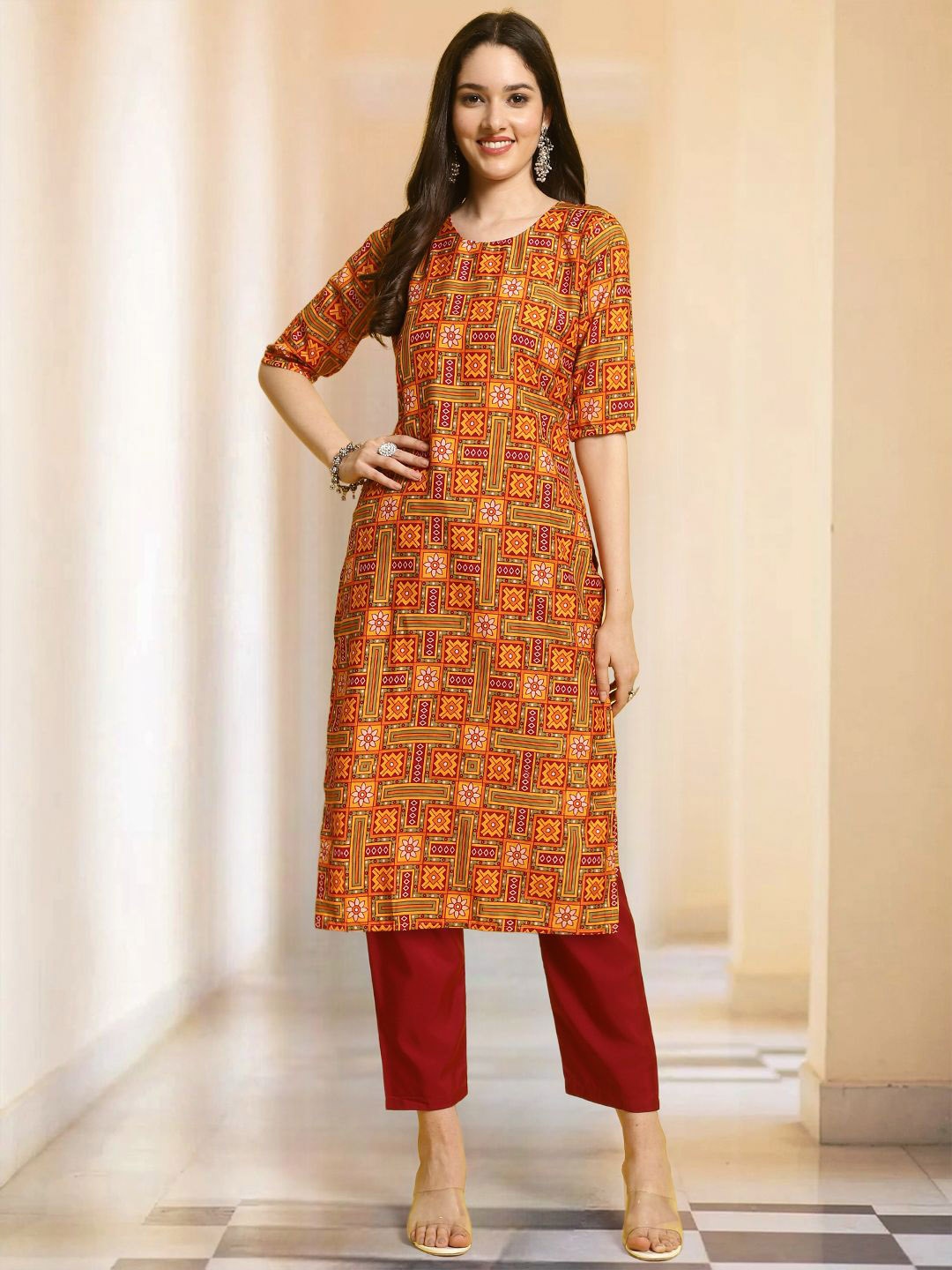 

Moda Rapido Ethnic Motifs Printed Kurta with Trouser, Mustard