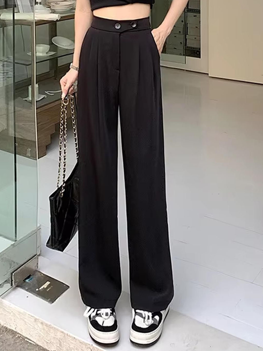 

StyleCast Women Pleated Trousers, Black