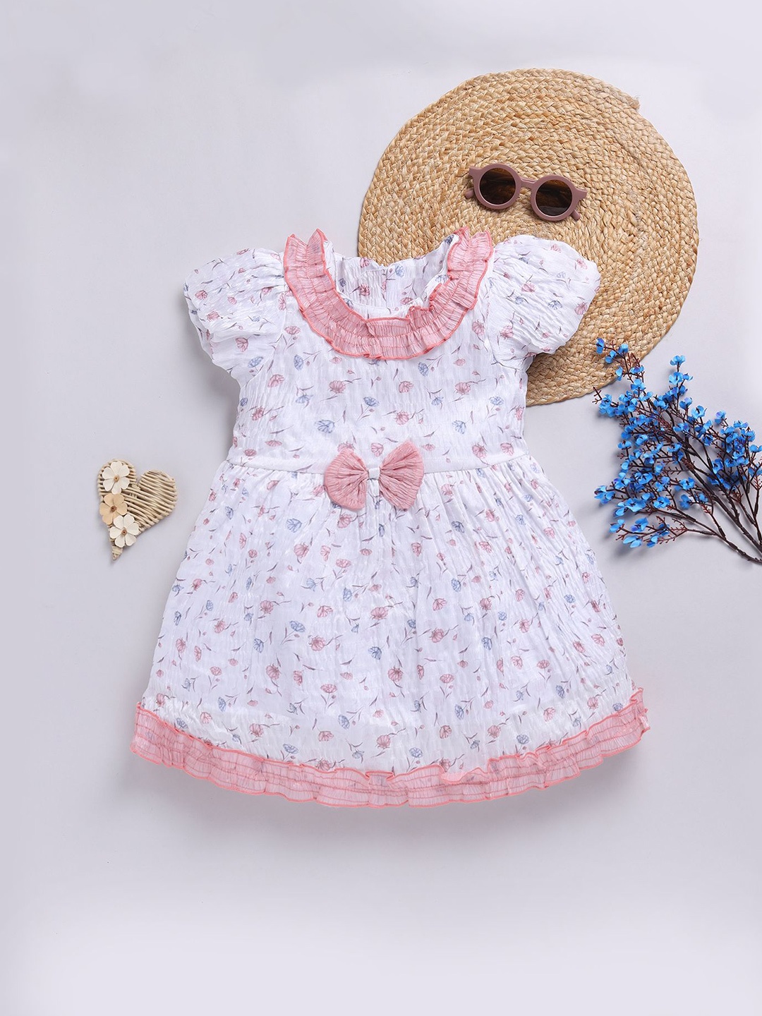 

MIMINO Floral Print Fit & Flare Dress, White