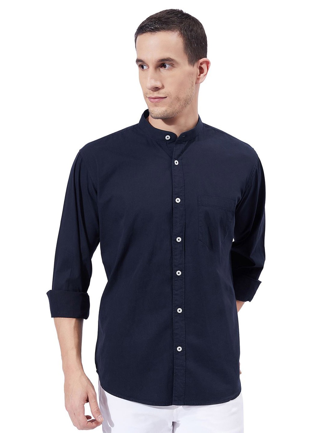 

Ben Martin Men Standard Slim Fit Opaque Casual Shirt, Navy blue