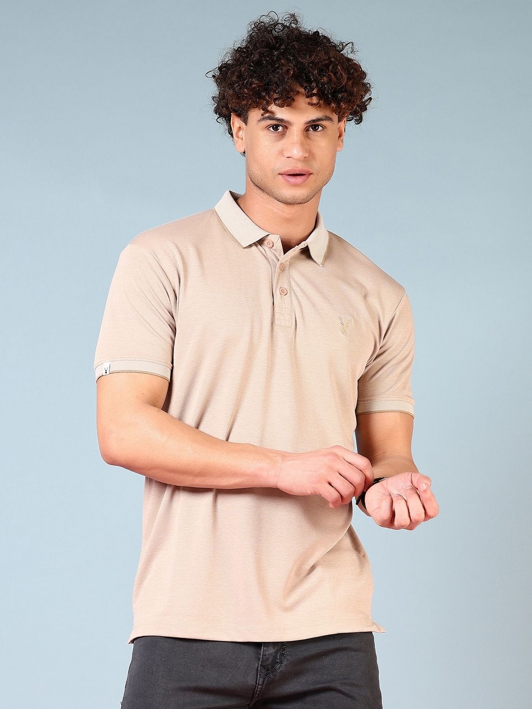 

V-Mart Men Polo Collar Pockets T-shirt, Beige