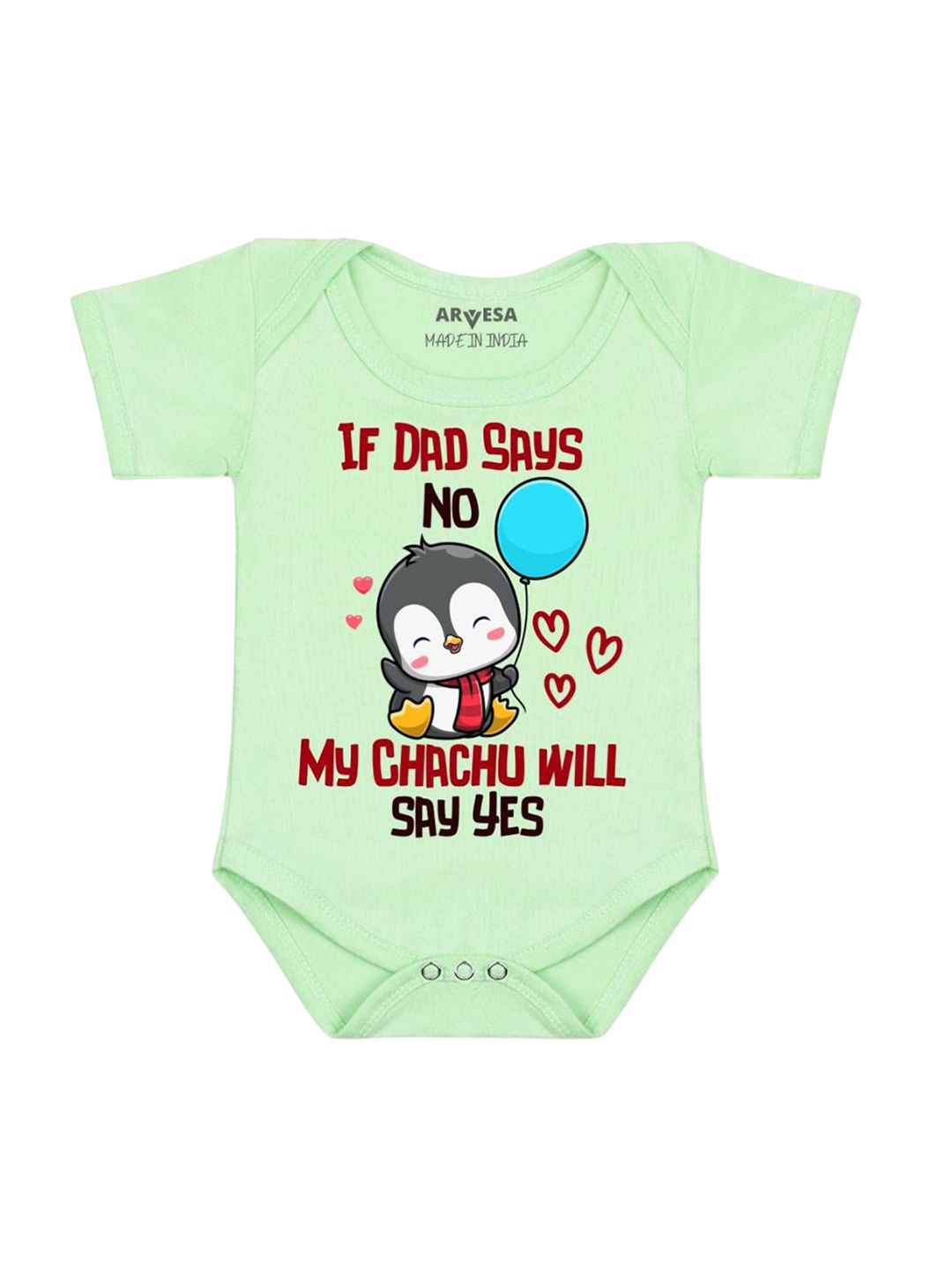 

Arvesa Kids If Dad Say No My Chachu Printed Romper, Green
