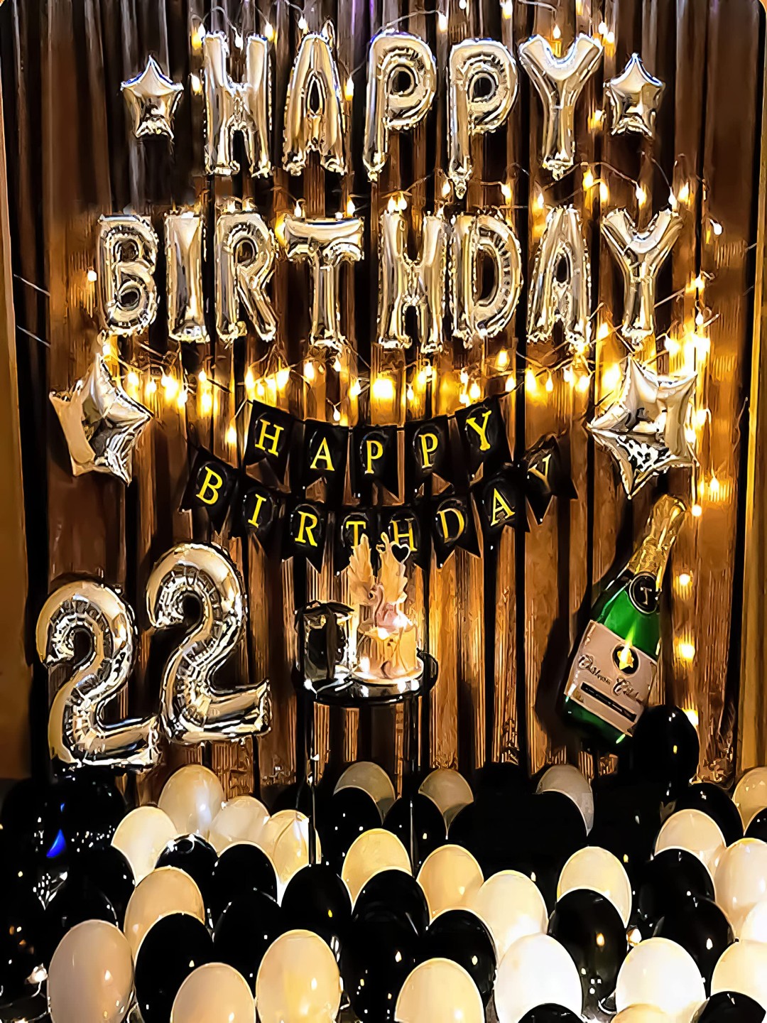 

Special You 59-Pcs Black & White Balloon Happy Birthday Dcor, Silver