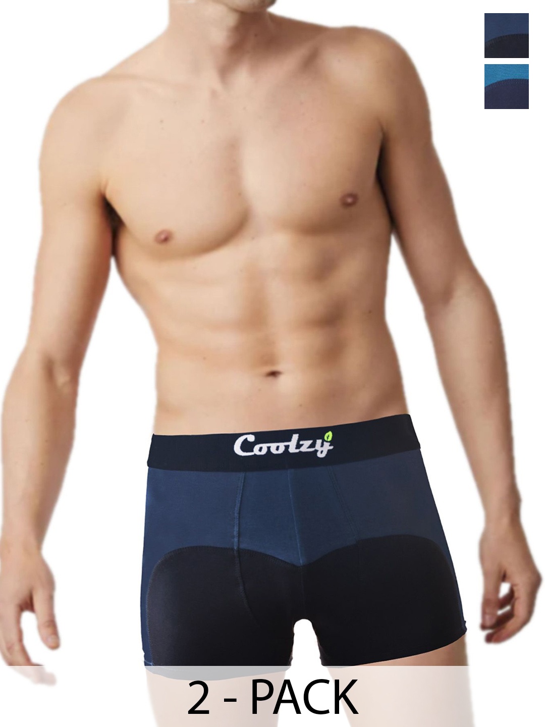 

COOLZY Pack Of 2 Color Block Antibacterial Trunks - SEOCSOTNK2K492-S, Navy blue