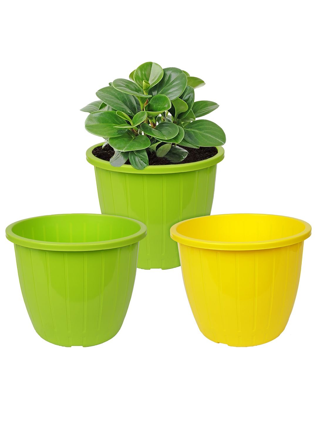 

Kuber Industries Yellow & Green Pack of 3 Duro-Design Flower Planters