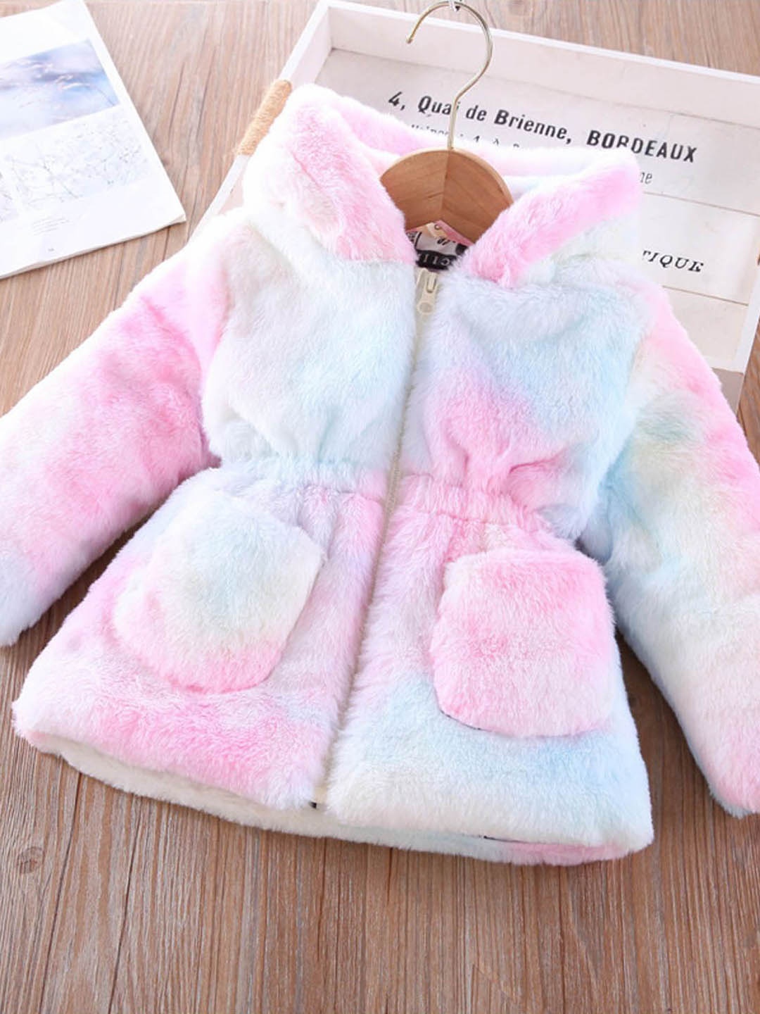 

Xsole Girls Self Design Single-Breasted Overcoat, Pink