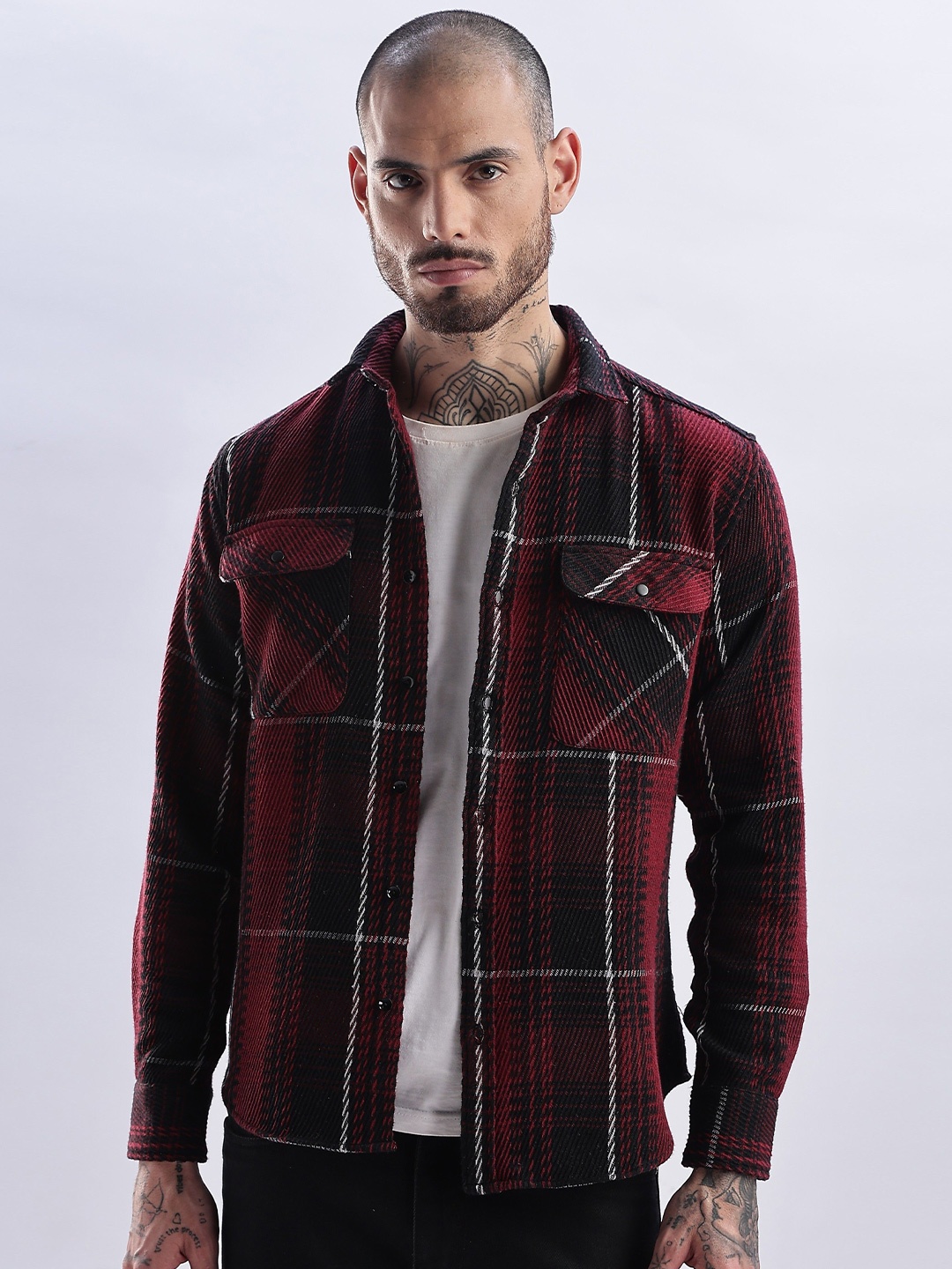 

THE BEETEL HOUSE Men Flannel Regular Slim Fit Casual Shirt, Red
