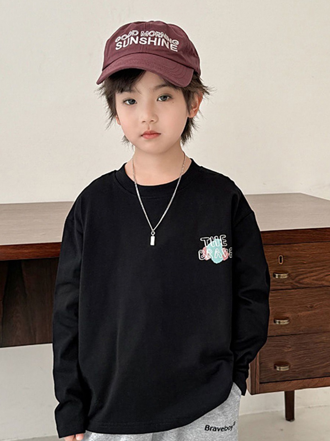 

LULU & SKY Boys Graphic Printed Round Neck Cotton Relaxed Fit T-shirt, Black