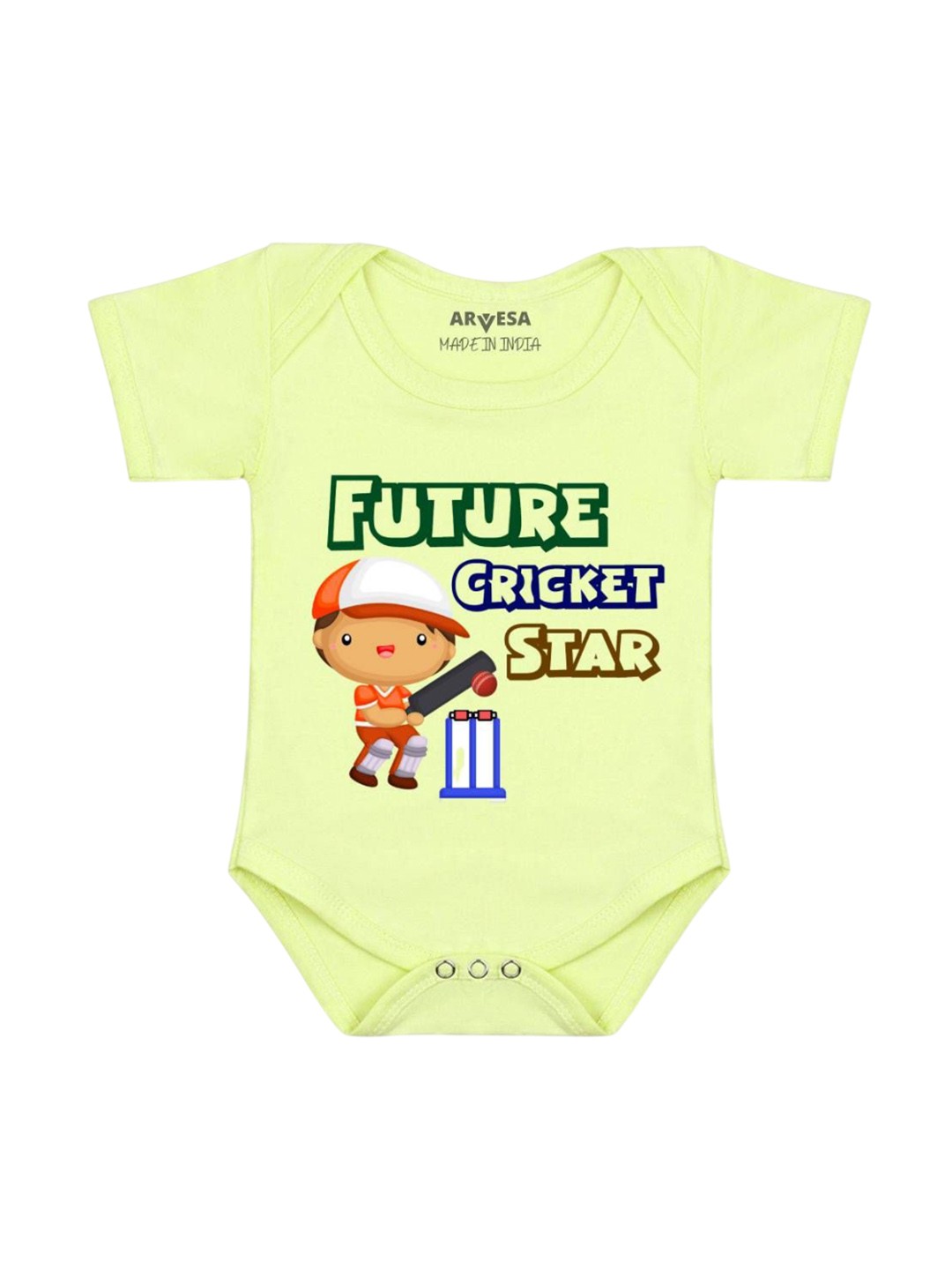 

Arvesa Infants Typography Printed Romper, Lime green