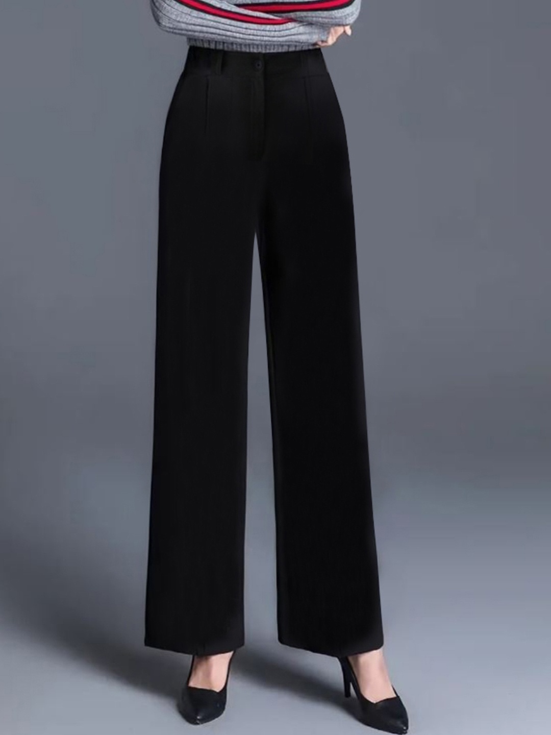 

KERI PERRY Women High-Rise Travel Features Pleated Wide Leg Trousers, Black