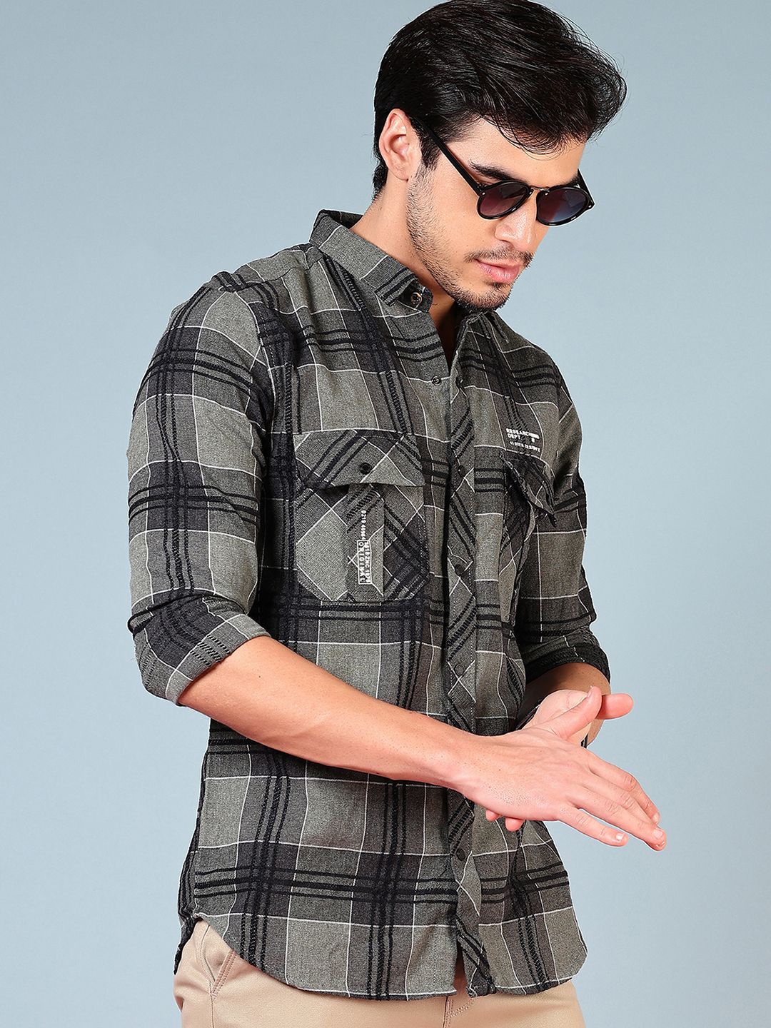 

V-Mart Men Tartan Checks Opaque Checked Casual Shirt, Green