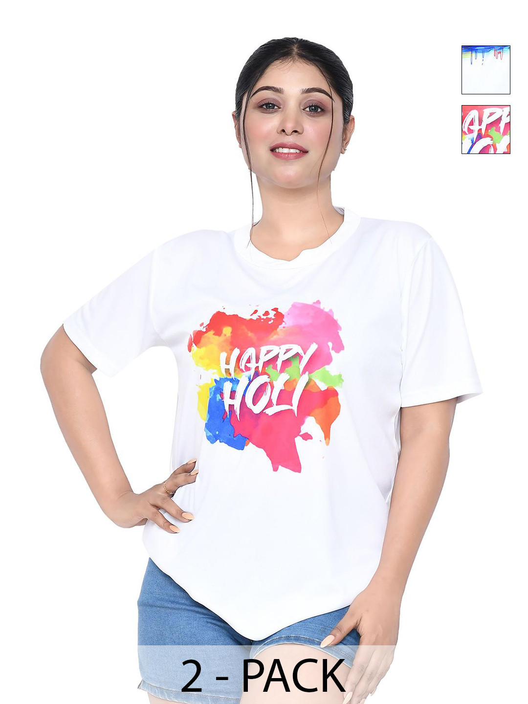 

RAPL Women 2 Printed Applique T-shirt, White