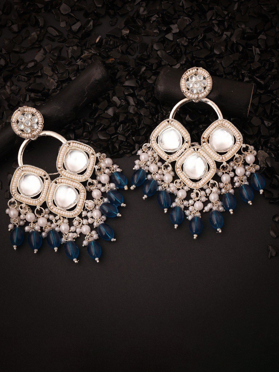

Lyriss Silver-Plated Artificial Beads Contemporary Jhumkas, Gold