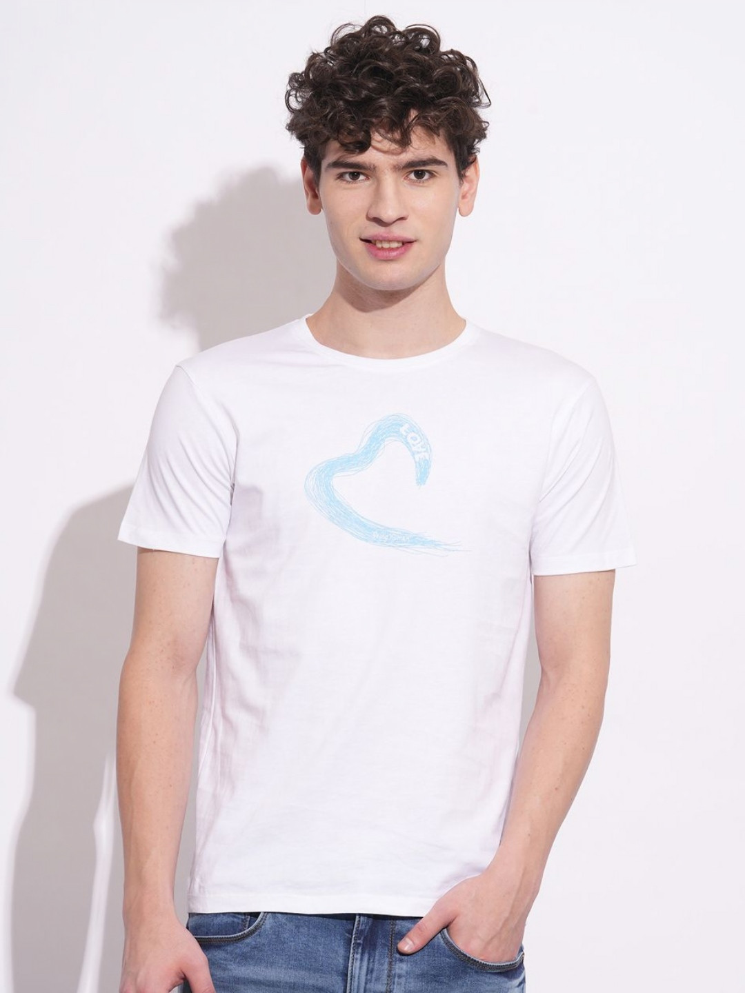 

Being Human Men Graphic Printed Round Neck Cotton Slim Fit T-shirt, White