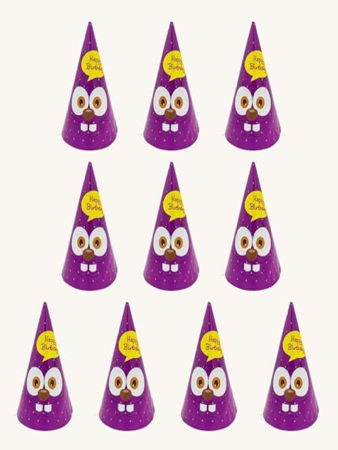 

Special You Kids 10 Pcs Purple & Yellow Printed Birthday Caps