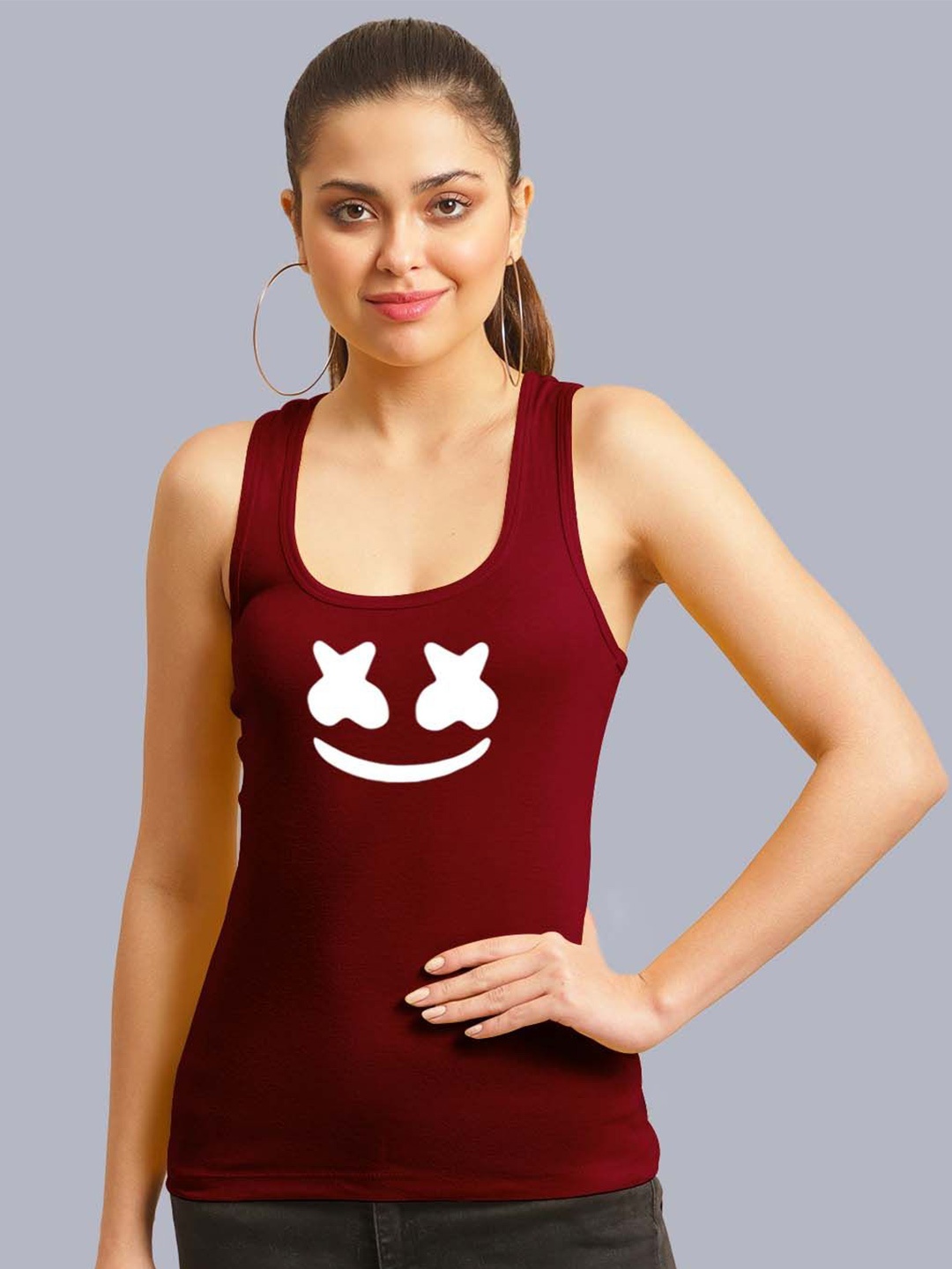 

FBAR Print Cotton Tank Top, Maroon