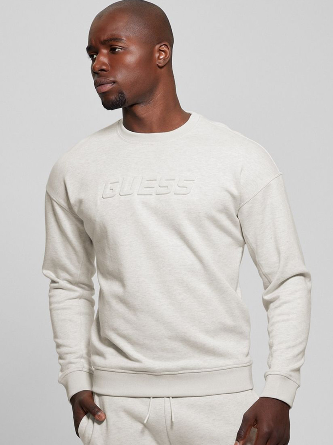

GUESS Men Sweatshirt, Cream