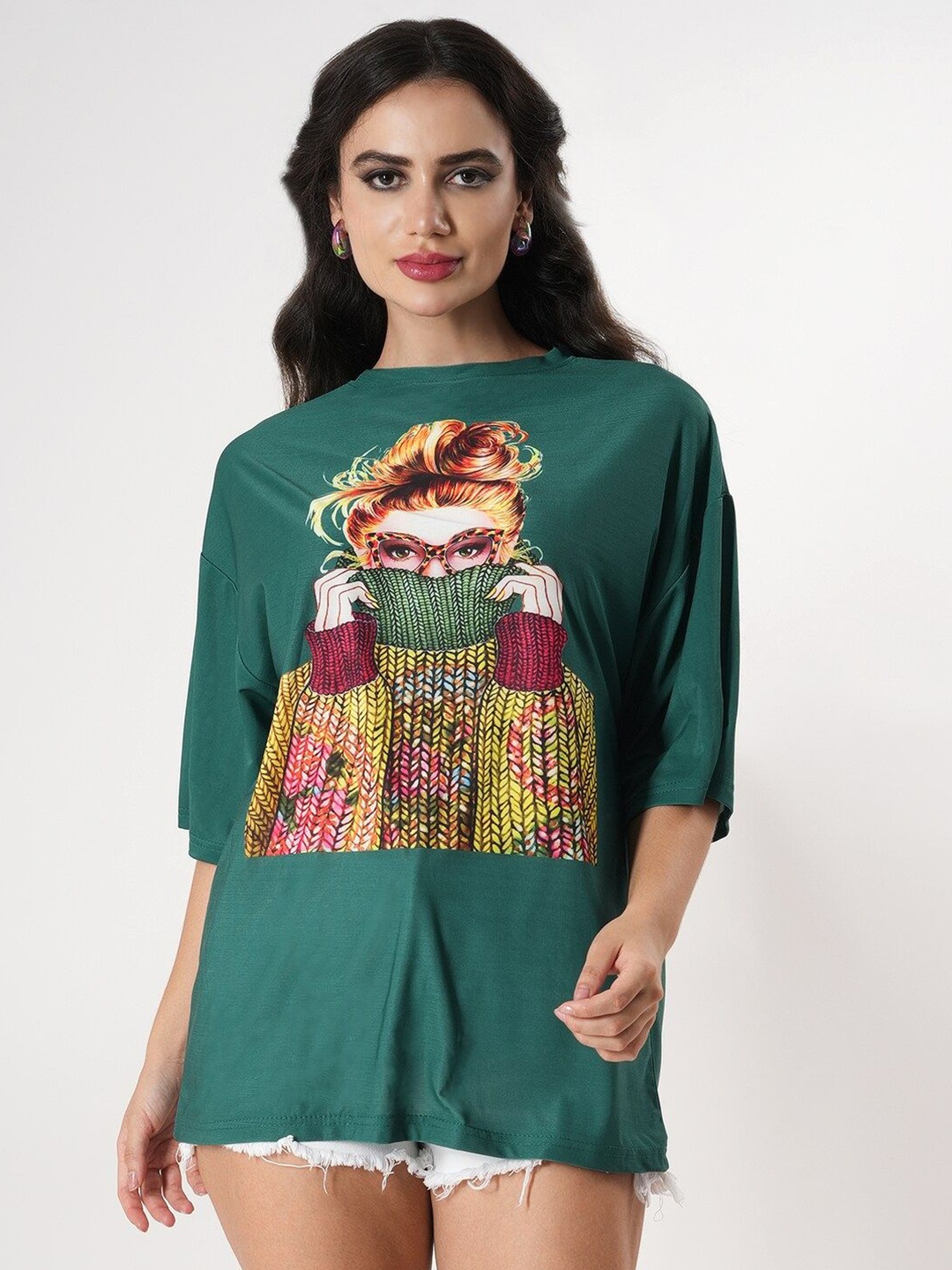 

clobug Women Printed Applique T-shirt, Pink