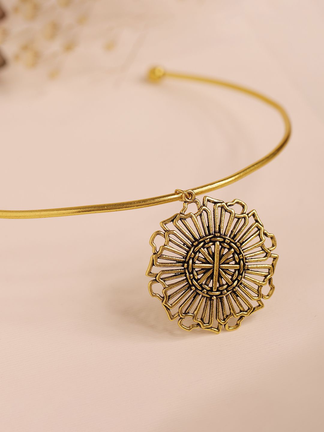 

Voylla Brass Gold-Plated Oxidised Necklace