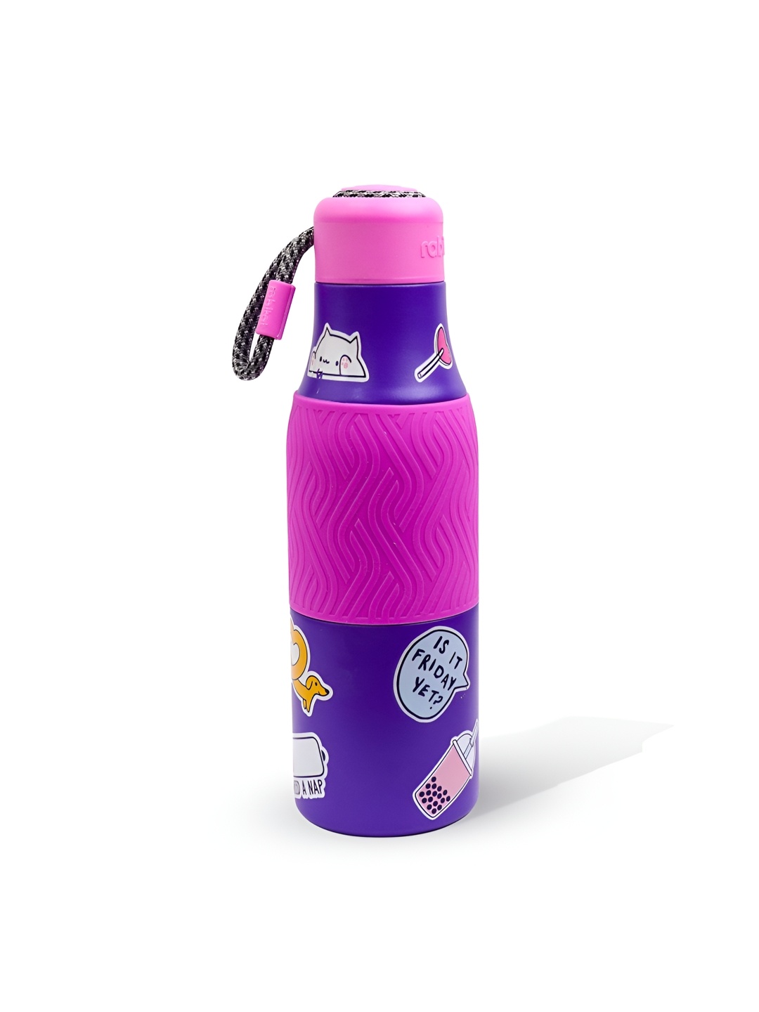 

Rabitat Zappy Violet Printed Stainless Steel Double Wall Vacuum Water Bottle 700 ml