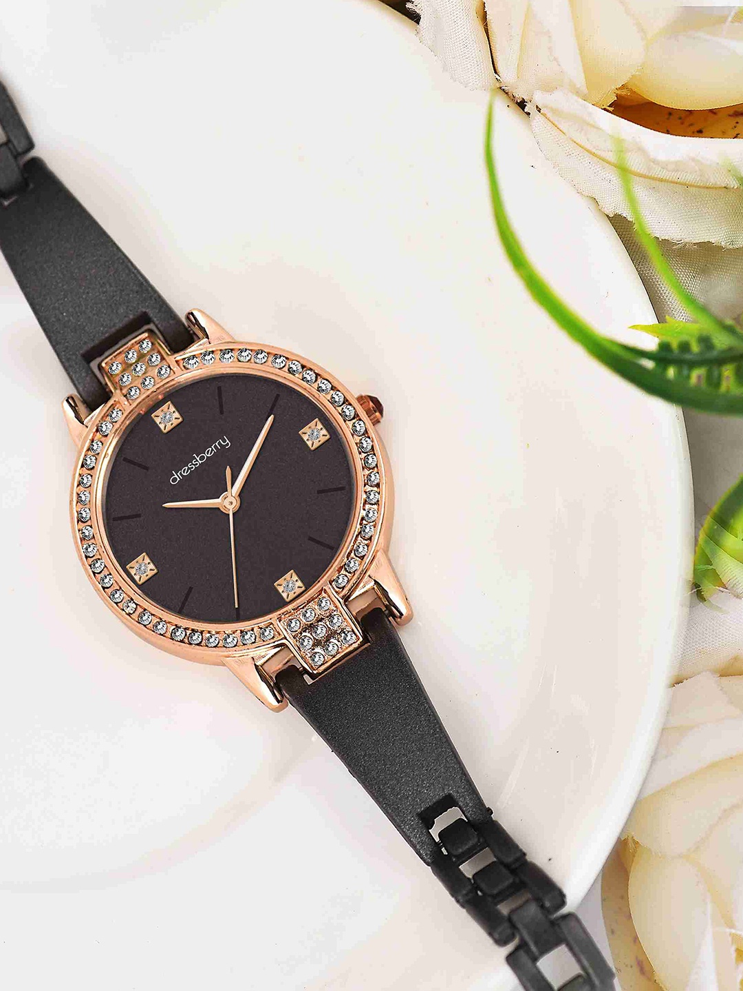 

DressBerry Women Embellished Dial Analogue Watch 414 Black Rose Elevate your style