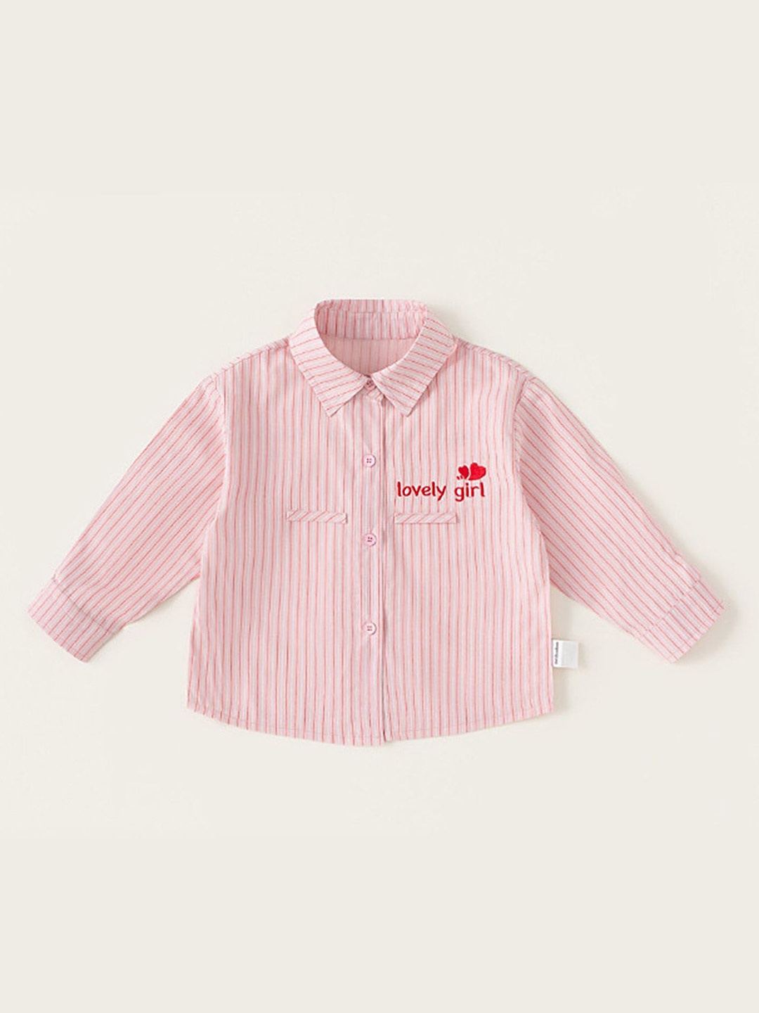 

LULU & SKY Girls Opaque Striped Casual Shirt, Pink